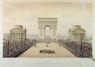 Intocht van Napoleon III in Parijs, door de Arc de Triomphe, op 2 december 1852 door Theodore Jung